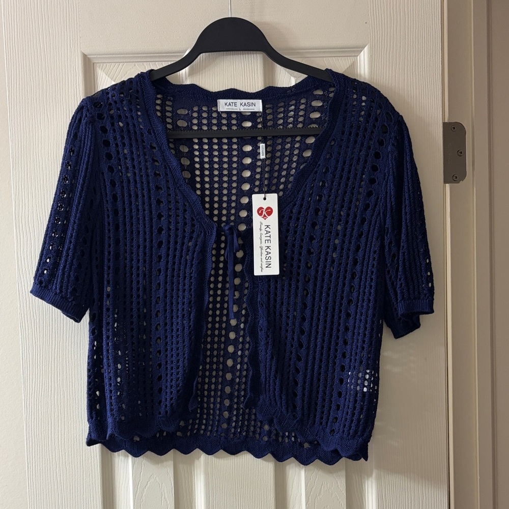 Kate Kasin Navy Blue Women's Cardigan Sweater